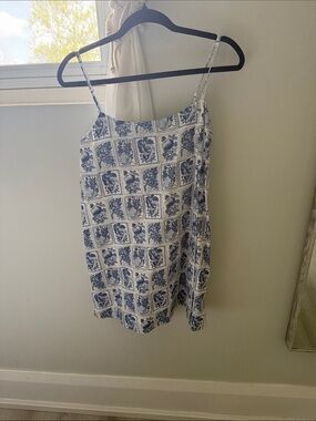 Abercrombie & Fitch Blue and White Tile-Print Mini skort dress